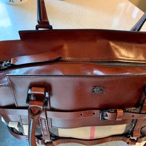 Burberry Tote Purse with Leather Trim, Authentic